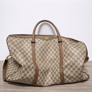 Gucci Beige and Brown Canvas Travel Bag
